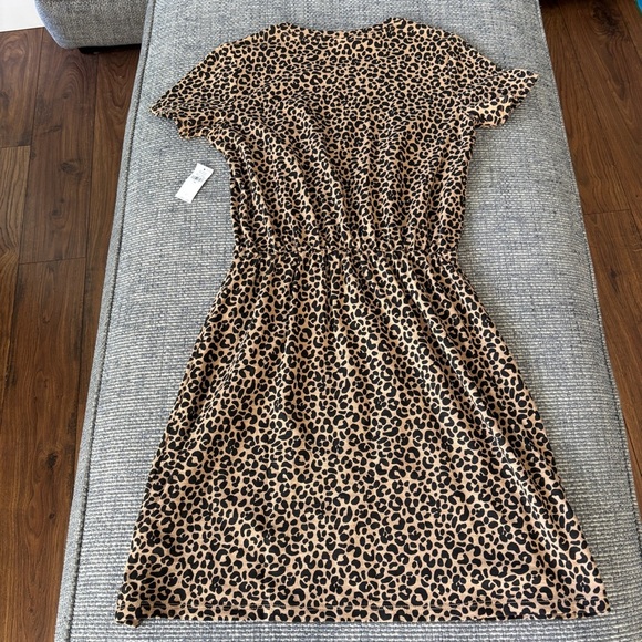 Old Navy NWT Black & Tan Leopard Print Mini Dress w/Elastic Waist Sz XS - Picture 2 of 2